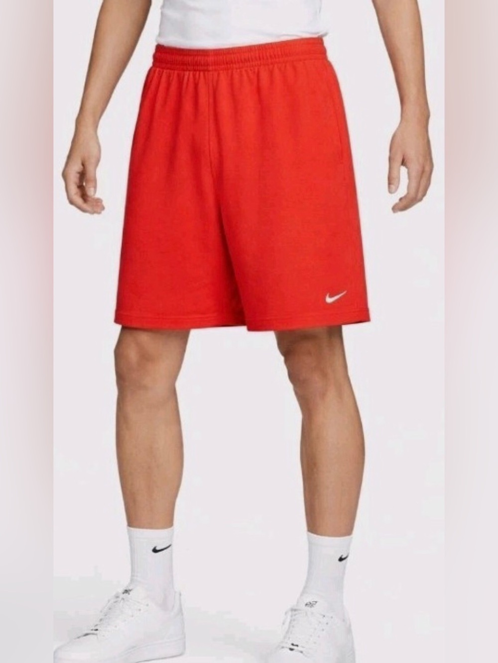 Nike Sportswear Mens Solo Swoosh French Terry Shorts. (DX0817-633)  Orange
